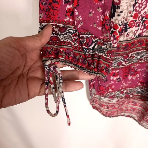 Lucky Brand Boho Tunic Top Rose Pink 3/4 Sleeve Blouse Women’s Size S - Picture 7 of 8